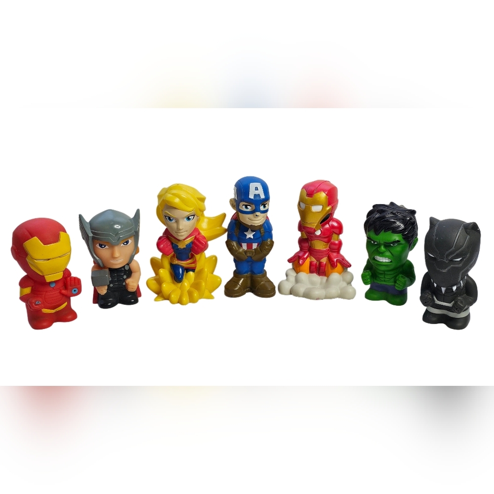 Disney Store Marvel Iron Man Captain America Marvel Hulk Thor Bath Toy Figures